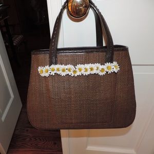 Cole Haan small straw bucket handbag